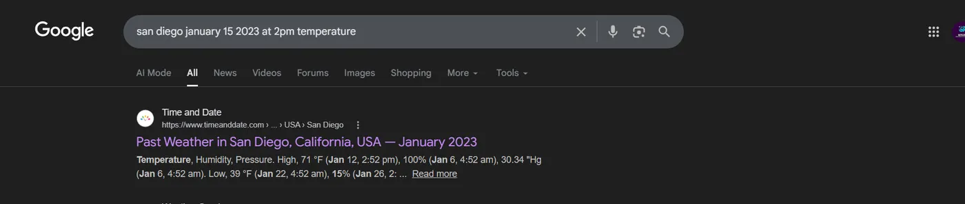 Temperature lookup