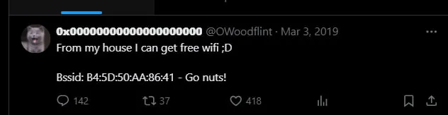 Tweet Containing BSSID