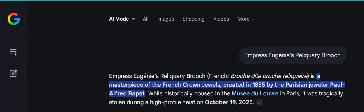 Google AI Mode, Reliquary Brooch background