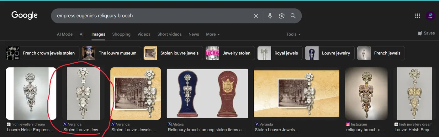 Google Images, visual brooch identification